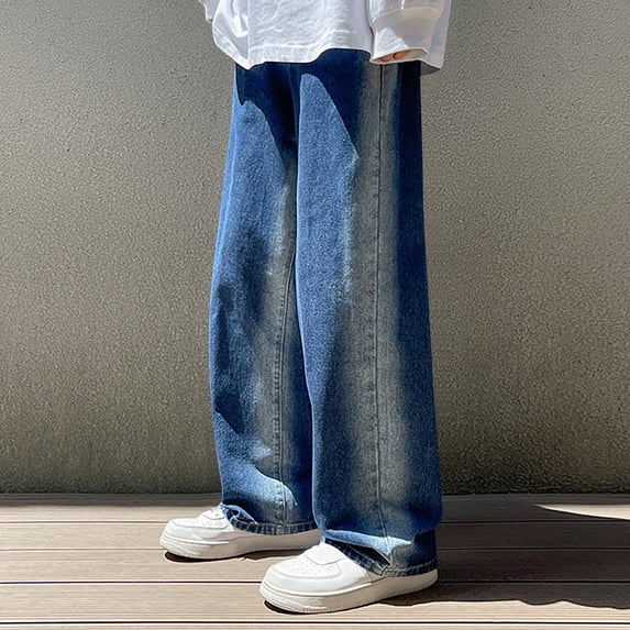 Awdenio Pants for Men Loose Fit Baggy Jeans Casual Streetwear Wide Leg Hip Hop Oversized Denim Pants