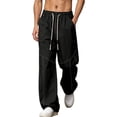 thumbnail image 1 of Awdenio Pants for Men Wide Leg Cargo Drawstring Elastic Waist Barrel Baggy Jeans with Pockets, 1 of 8