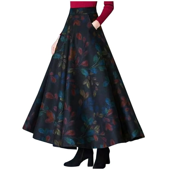 Awdenio Plaid Skirt Women Fashion Pocket Long Skirt Sexy Women High Print Fashion Long Skirt