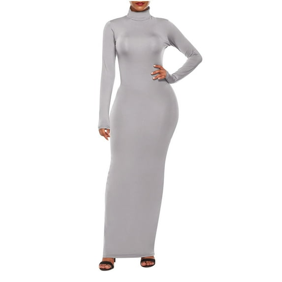 Awdenio Plus Size Dresses for Curvy Women Long Sleeve Bodycon Dress - Maxi Casual Fall Club Party Long Tight Pencil Dresses,Size XL