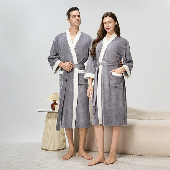 Awdenio Robes for Women Men Cozy Warm Bathrobe Fuzzy Spa Long Unisex Robe with Pockets