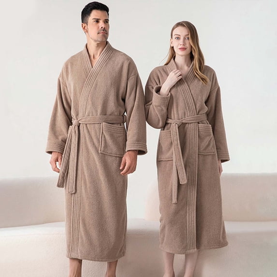 Awdenio Robes for Women Men Cozy Warm Bathrobe Fuzzy Spa Long Unisex Robe with Pockets