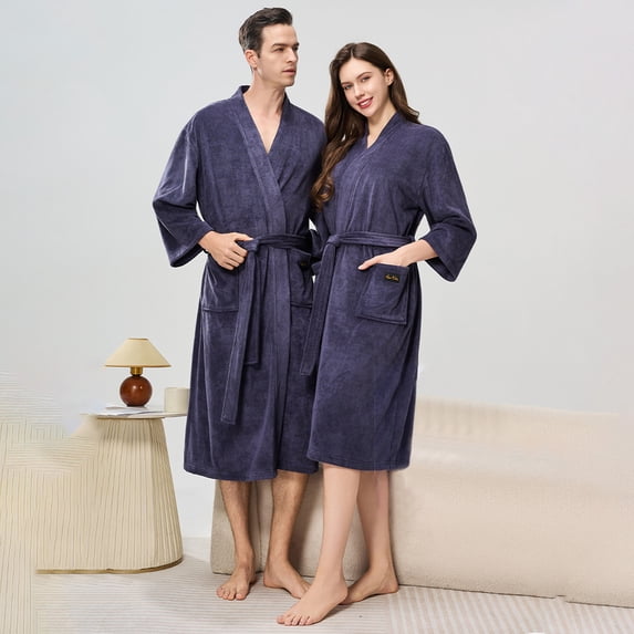 Awdenio Robes for Women Men Cozy Warm Bathrobe Fuzzy Spa Long Unisex Robe with Pockets
