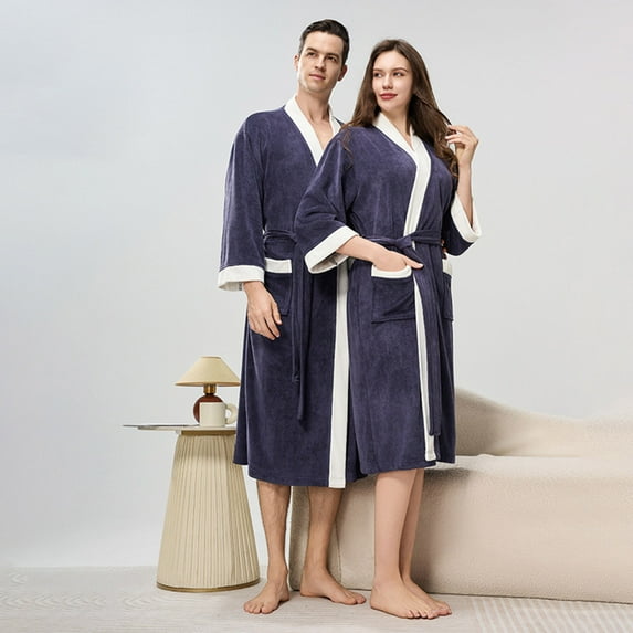 Awdenio Robes for Women Men Cozy Warm Bathrobe Fuzzy Spa Long Unisex Robe with Pockets