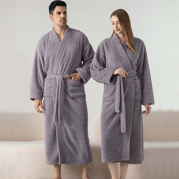 Awdenio Robes for Women Men Cozy Warm Bathrobe Fuzzy Spa Long Unisex Robe with Pockets