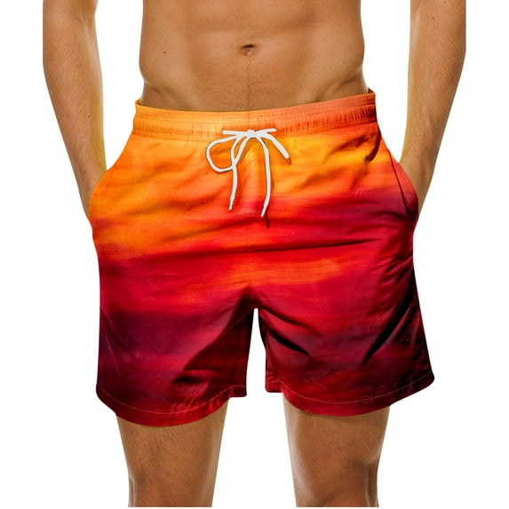 Awdenio Running Shorts for Men Swim Trunks Hawaiian Bathing Lining Suit Swimsuits Beach Shorts with Pockets