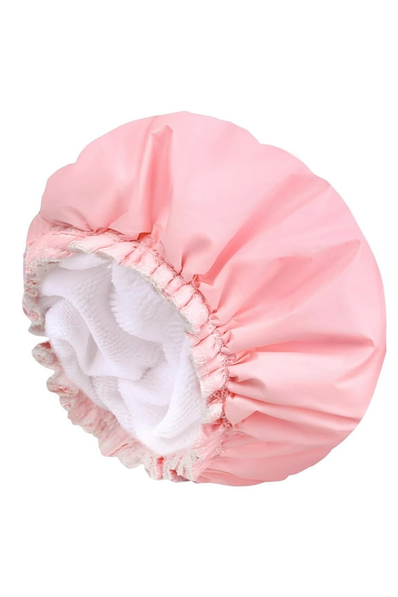 Awdenio Luxury Shower Cap for Women, Waterproof Reusable Shower Caps Double Layers Microfiber Terry Lined with Dry Hair Function, Extra Large for Long Hair, Adjustable for Most Heads Size