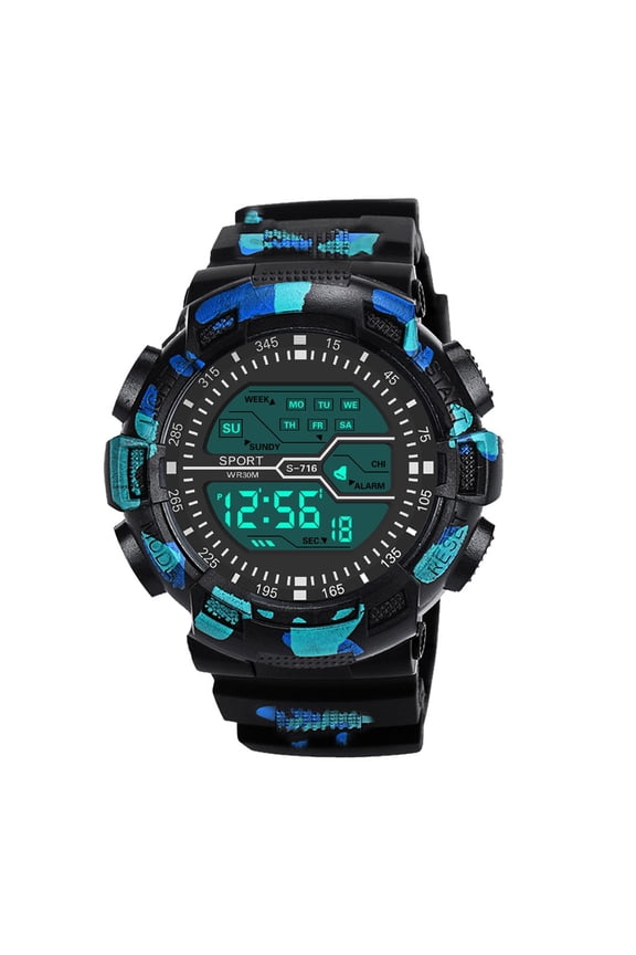 Men's Digital Watch 50M Waterproof Large Dual Dial Multifunction Analog Military Outdoor Sports Electronic Watch Calendar Day Date