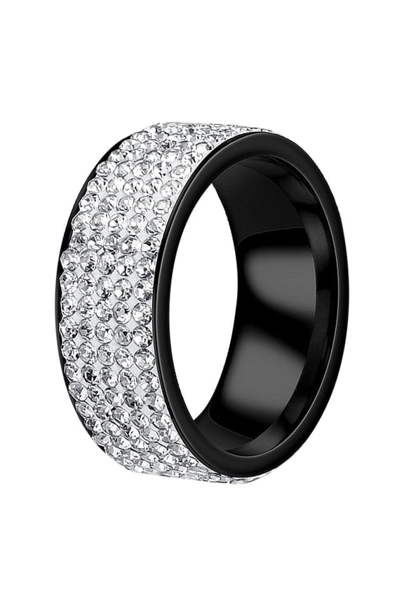Shiny Full Ring Five Rows Cubic Zirconia Rings CZ Multi Row Ring Eternity Engagement Wedding Band Ring for Women