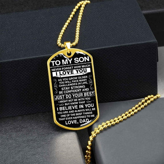 Awdenio To My Son - Never Forget How Much I Love You Fashion Stainless Steel Necklace Holiday Gifts for Son
