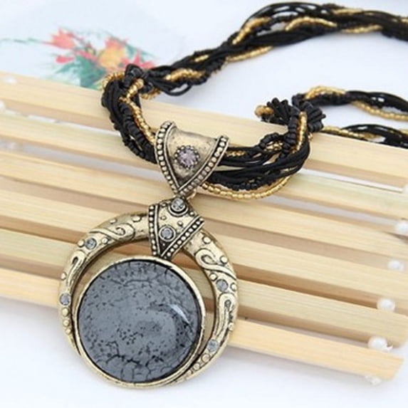 Awdenio Women's Jewelry, Boho Hippie Ethnic Ceramic Beads Strand Necklace Bohemian Jewelry Gift for Women