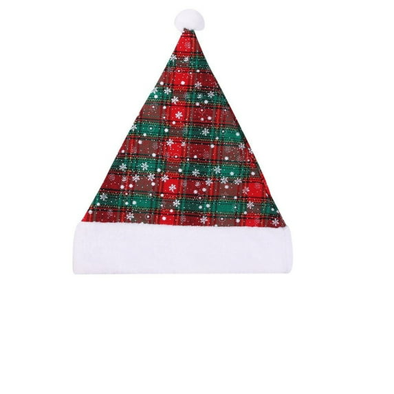 Awdenio Santa Hats Christmas Plaid Santa Hat and Traditional Red for Christmas Costume Party 1PC