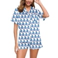 thumbnail image 1 of Awdenio Satin Pajamas Women's Fashion Short Sleeve Classic Flower Printing Sleepwear Soft Silk Button Down Loungewear Pjs Shorts Set S-XXL, 1 of 6