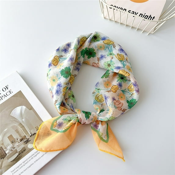 Awdenio Scarfs for Women Lightweight Scarf Shawl, Women's Cotton and Linen Small Scarf Silk Scarf Literature and Fashion Temperament Flowers and Petals Neckerchief Hair Band Decorative