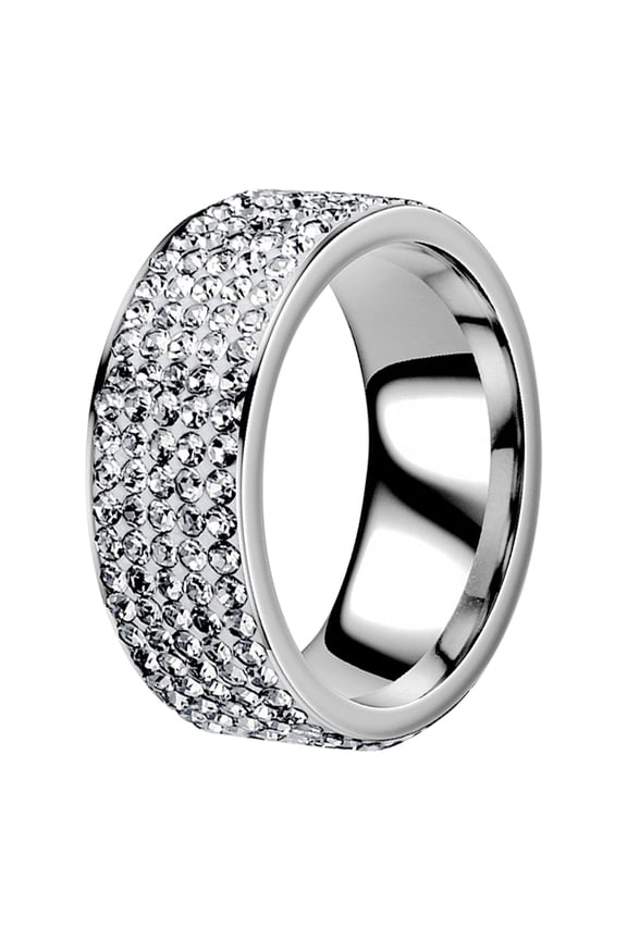 Shiny Full Ring Five Rows Cubic Zirconia Rings CZ Multi Row Ring Eternity Engagement Wedding Band Ring for Women