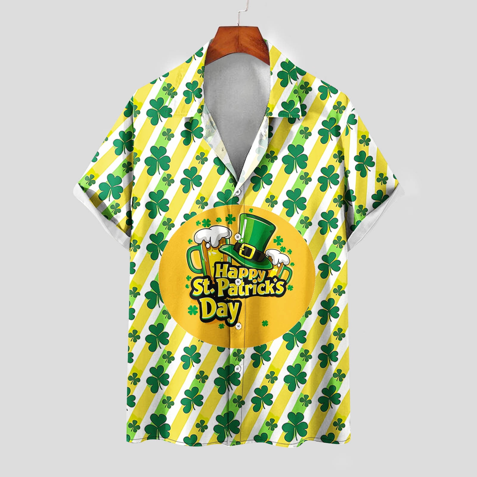 Awdenio Shirts for Men 2025 St Patricks Day Shirts Short Sleeve Clover