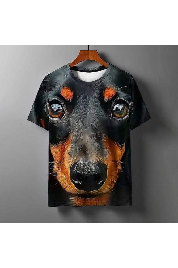 Shirts for Men 3D Funny Animals Dog Printed Print Graphc Tshirt Crew Neck Tee Men Short Sleeve T-Shirt