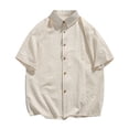 thumbnail image 1 of Awdenio Shirts for Men Casual Short Sleeve Button Down Shirt Cuban Textured Summer Beach Shirts, 1 of 9