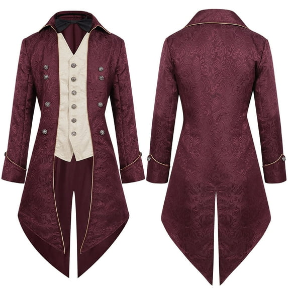 Awdenio Shirts for Men Halloween Medieval Steampunk Tailcoat Jacket Coat Renaissance Tailcoat Jacket