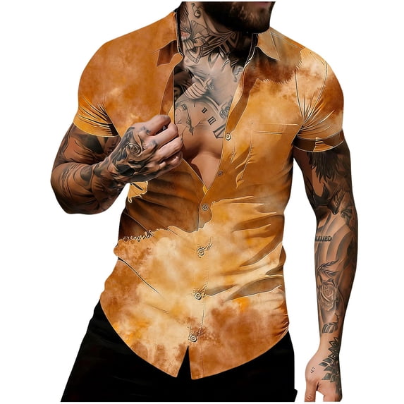 Awdenio Shirts for Men Hawaiian Shirt Button Down Tie Dye Casual Short Sleeve Summer Beach Shirts