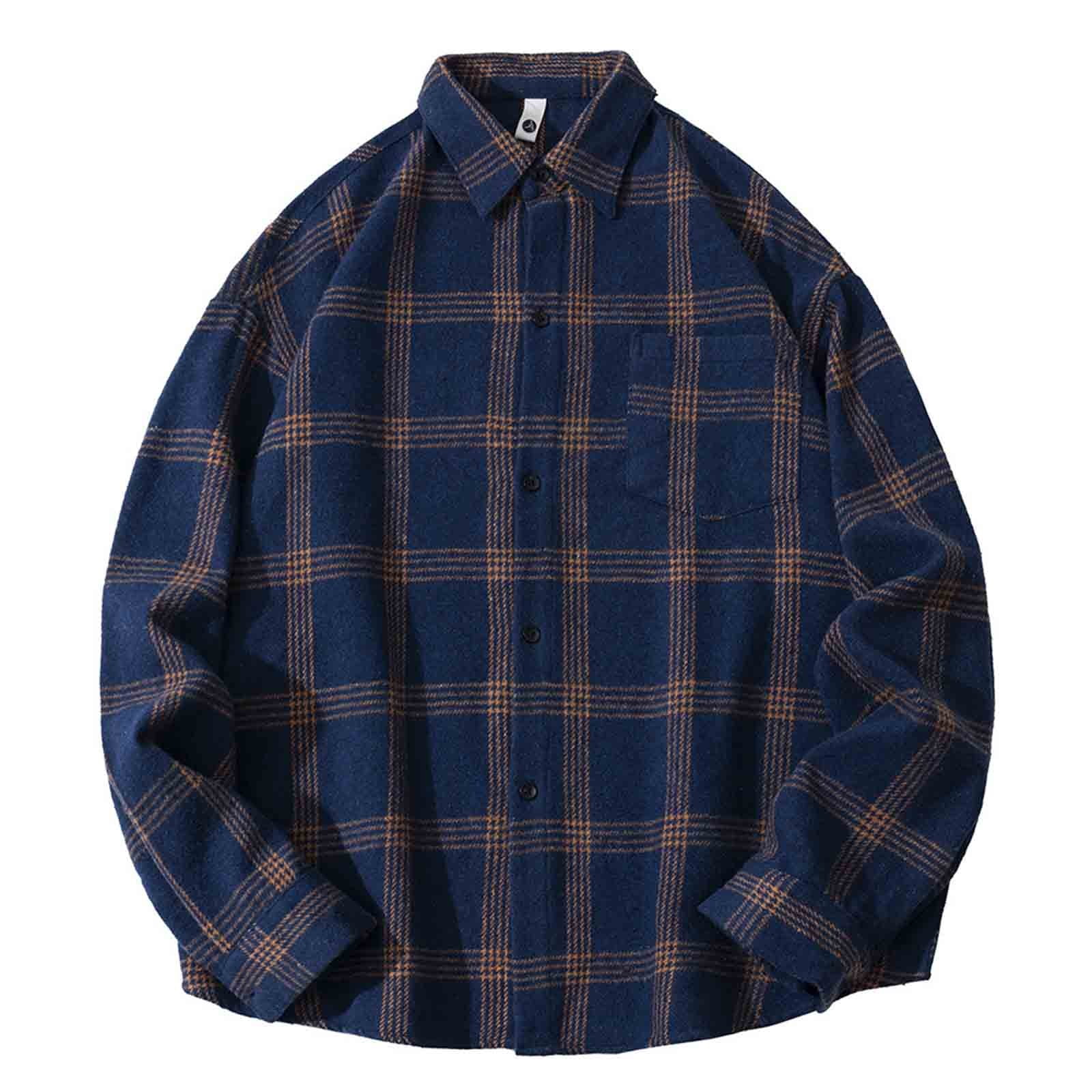 Men's Button Down Plaid Collared Neck Shirt with Chest Pocket main image 1