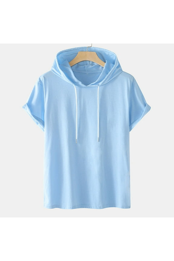 Shirts for Men Plus Size Fire , Men Casual Solid Fashion Hooded Pullover Short Sleeve Sports T-Shirt Top