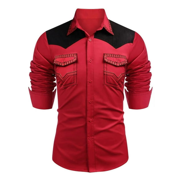 Awdenio Shirts for Men Western Shirts Long Sleeve Cowboy Shirts for Men Casual Button Down Shirts Country Shirt