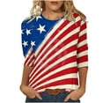 thumbnail image 1 of Awdenio Shirts for Women Clearance Fashion Juniors Printed Mid-length 3/4 Sleeves Blouse Round Neck Casual Tops Deals, 1 of 3