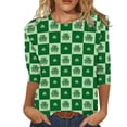 thumbnail image 1 of Awdenio Shirts for Women Clearance Petite Fashion Printed 3/4 Sleeves Blouse Round Neck Casual Tops Deals, 1 of 4