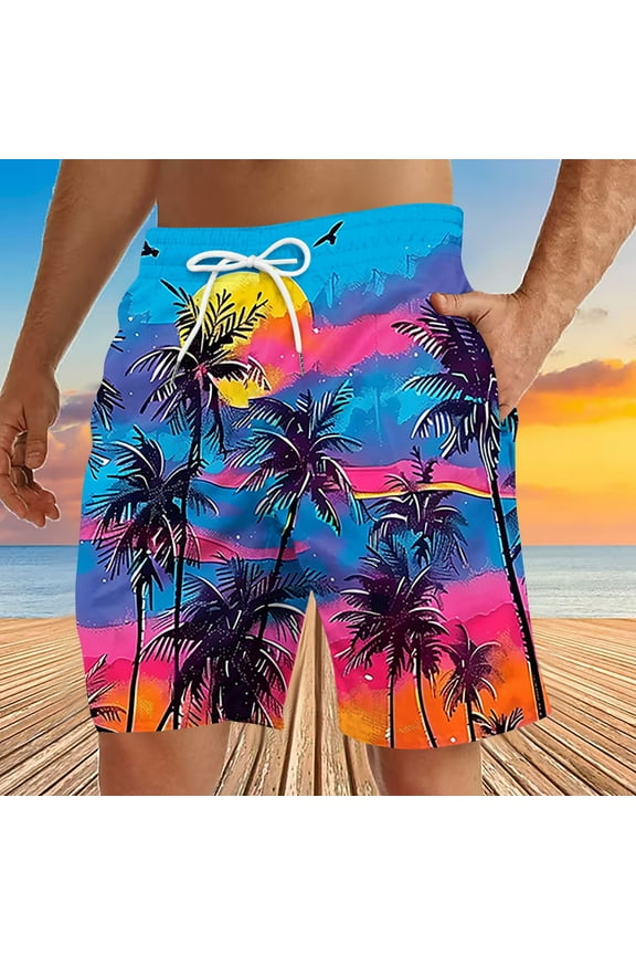 Shorts for Men Swim Trunks Retro 80s Summer Party Shorts 90s Shorts Quick Dry Swimming Shorts with Mesh Lining