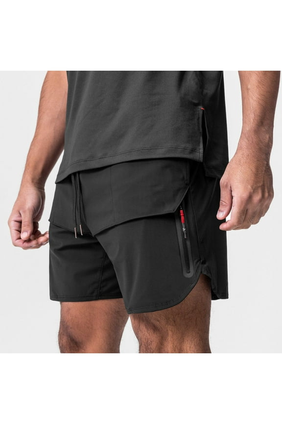 Shorts for Men Swimming Trunks with Compression Stretchy Board Shorts with Zipper Pockets