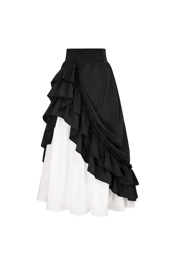 Skirts for Women Steampunk Gothic Skirt High Low Ruffle Bustle Skirt Medieval Renaissance Skirts Cosplay Outfits