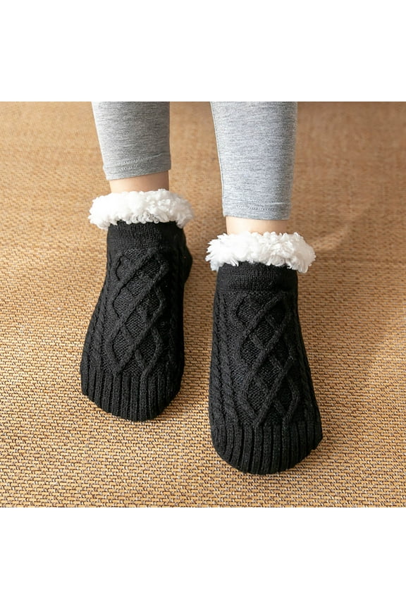 Slipper Socks for Women with Grippers Non Slip, Sherpa Lined Slipper Socks