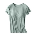 thumbnail image 1 of Awdenio Solid Color Blouse Clearance Short Sleeve Breast Round-Neck Feeding Pregnant Nursing Women Tops T-Shirt, 1 of 3