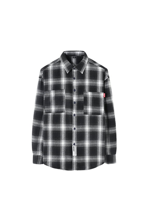 Awdenio Spring Shirts for Men, The New Men's Regular-fit Long-Sleeve Plaid Flannel Shirt Fashion Casual, Size M-5XL