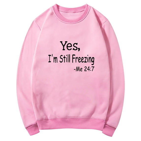 Awdenio Spring Winter Hoodie for Women Casual Round Neck Solid Color Letter Printing Sweater Long Sleeved Tops Sweatshirts Blouse