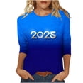 thumbnail image 1 of Awdenio Spring Winter Hoodie for Women Fashion 2025 Happy New Year Print Crewneck 3/4 Sleeve Loose Sweatshirt Capless Tops, 1 of 5