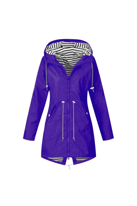 Spring Winter Warm Coat Women Solid Color Rain Jacket Outdoor Hooded Windproof Loose With Pocket Coat,Size S-5XL