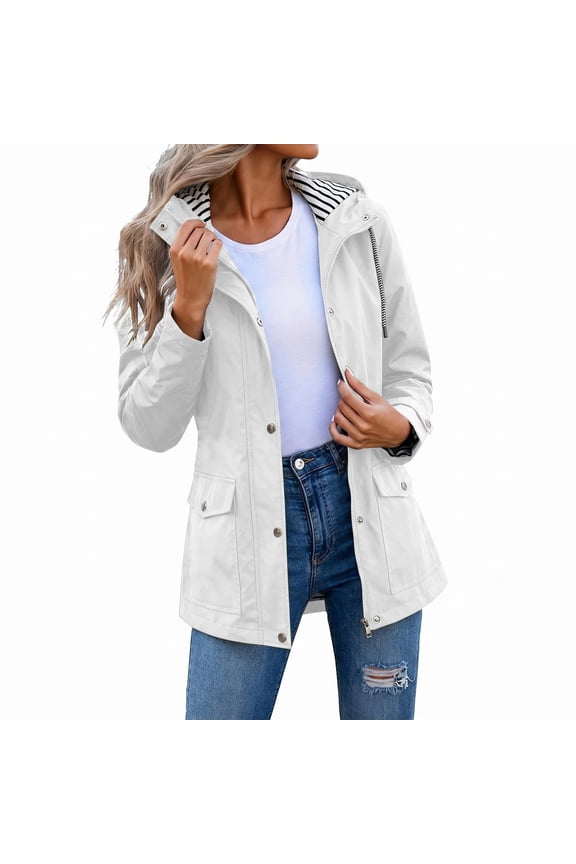 Spring Winter Warm Coat Women Solid Rain Jacket Outdoor Plus Size Hooded Raincoat Windproof,Size S-5XL