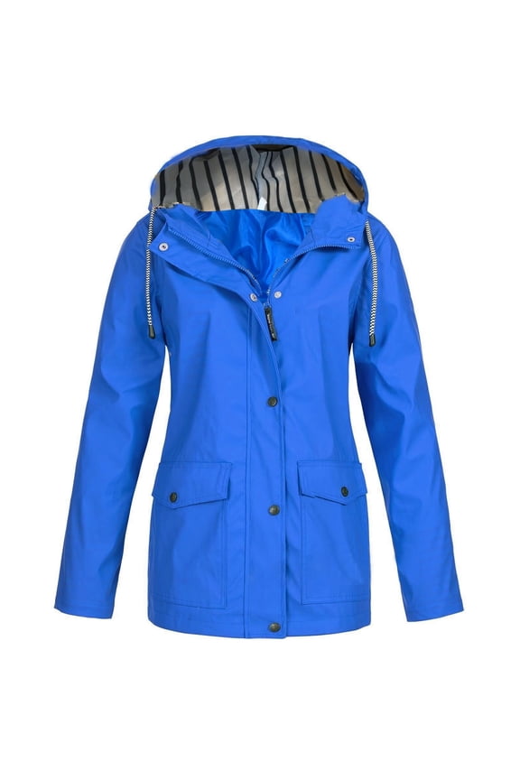 Spring Winter Warm Coat Women Solid Rain Jacket Outdoor Plus Size Hooded Raincoat Windproof,Size S-5XL