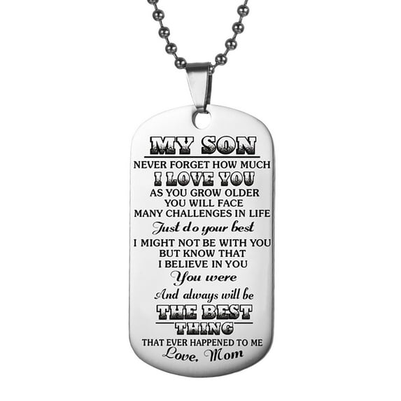 Awdenio Stainless Steel Jewelry for My Son's Military Necklace Stainless Steel Lettering Gift On