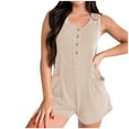 thumbnail image 1 of Awdenio Summer Casual Rompers For Women Loose Comfy Short Jumpsuits Sleeveless One Piece Beach Jumpers With Pockets, 1 of 6