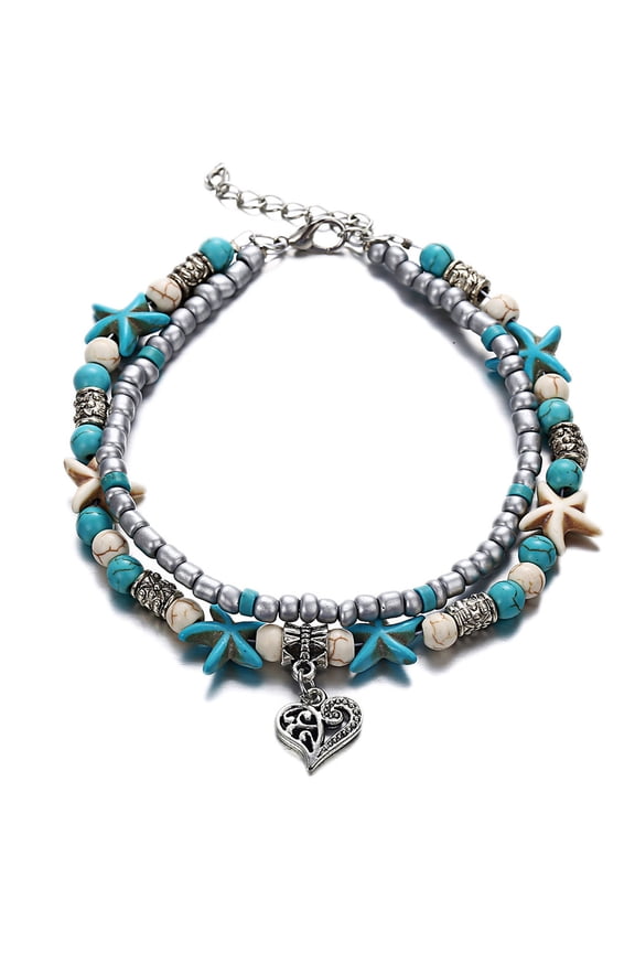 Awdenio Summer Fashion Star Pearl Pearl Anklet Multilayer Anklet Bracelet Beach Foot Jewelry for Women and On