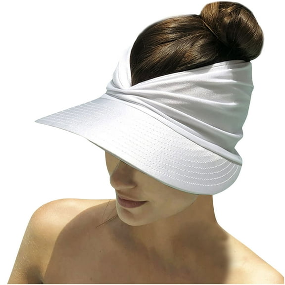 Awdenio Sunshade Hats Fashion Women Sun Visor Hat Solid Wide Summer Protection Visors Ponytail Beach Cap