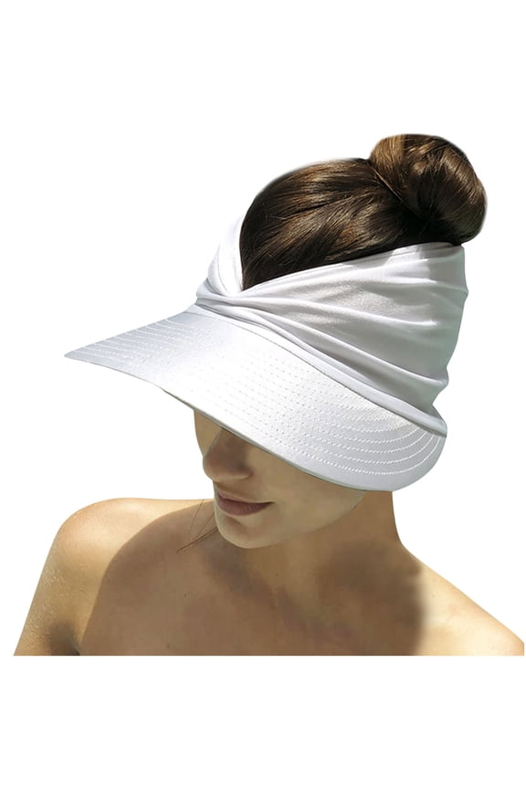 Awdenio Sunshade Hats Fashion Women Sun Visor Hat Solid Wide Summer Protection Visors Ponytail Beach Cap