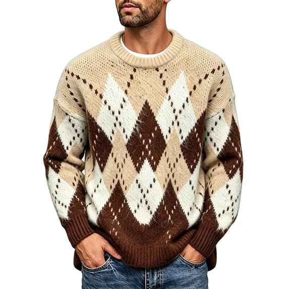 Awdenio Sweater for Men Crewneck Long Sleeve Knit Pullover Vintage Christmas Regular Fit Sweater