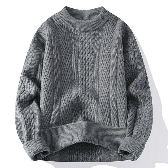 Awdenio Sweaters for Men Cable Knit Sweater Oversized Vintage Chunky Mock Neck Solid Long Sleeve Pullover Knitted Sweater,Size M