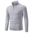thumbnail image 1 of Awdenio Sweaters for Men Cable Knitted Pullover Sweaters Stand Collar Zipper Solid Twisted Thermal Sweaters with Button for Men, 1 of 8