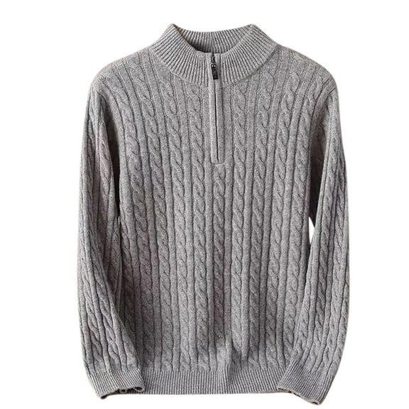 Awdenio Sweaters for Men Coat Shawl Collar Zipper Long Sleeve Fall Winter Thermal Cable Knitted Twisted Sweaters Shirt