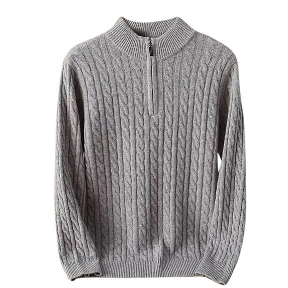 Awdenio Sweaters for Men Coat Shawl Collar Zipper Long Sleeve Fall Winter Thermal Cable Knitted Twisted Sweaters Shirt